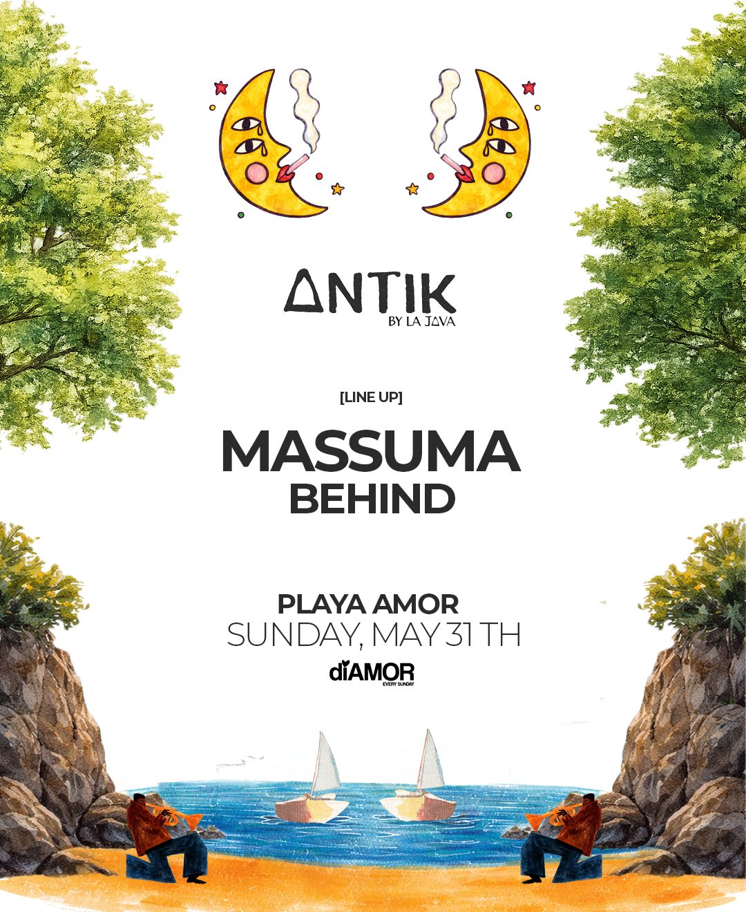 Antik — Massuma, Behind · Playa Amor, 31 mai