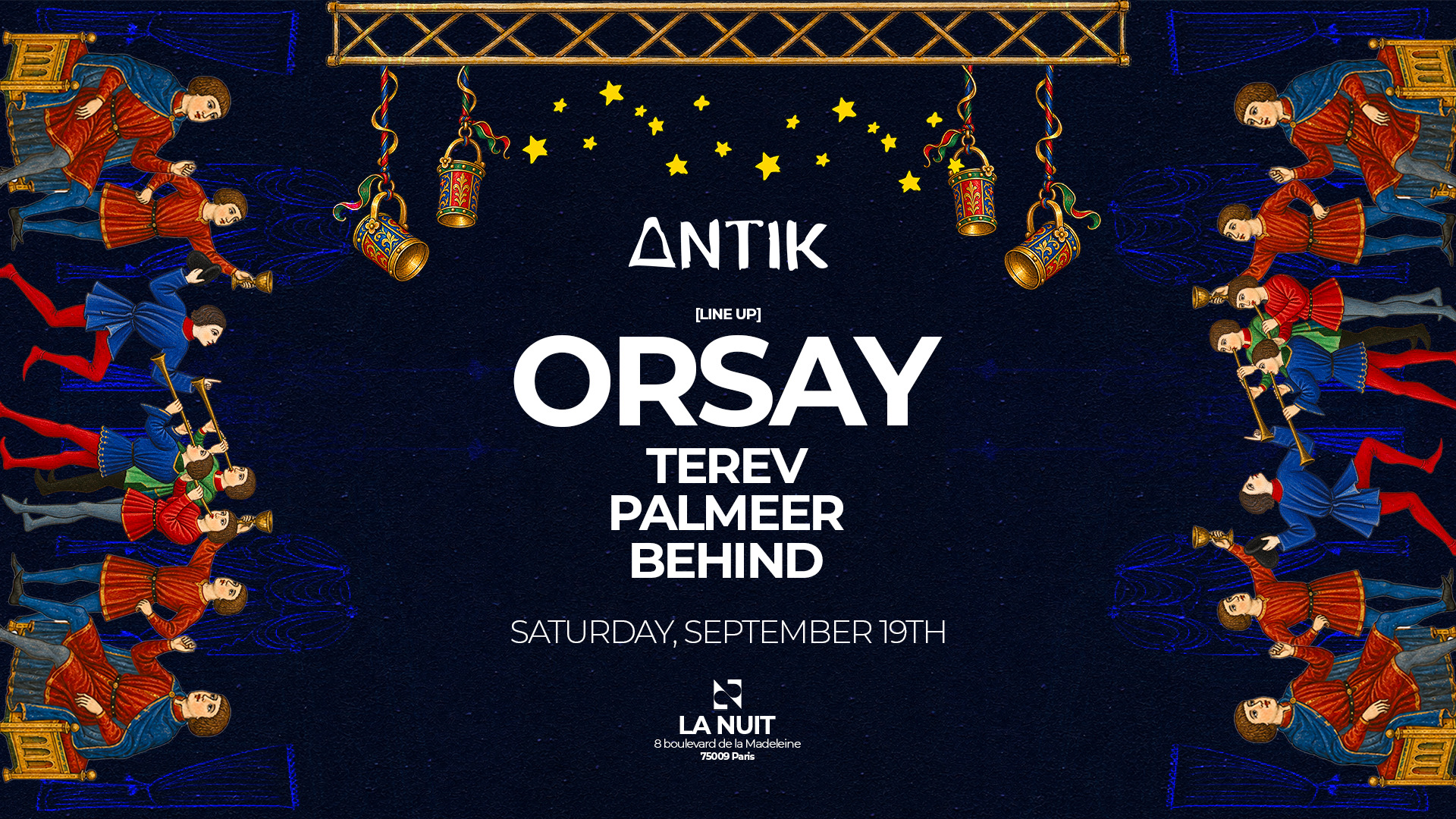 Antik — Orsay, Terev, Palmeer, Behind · La Nuit, Paris, 19 septembre 2026