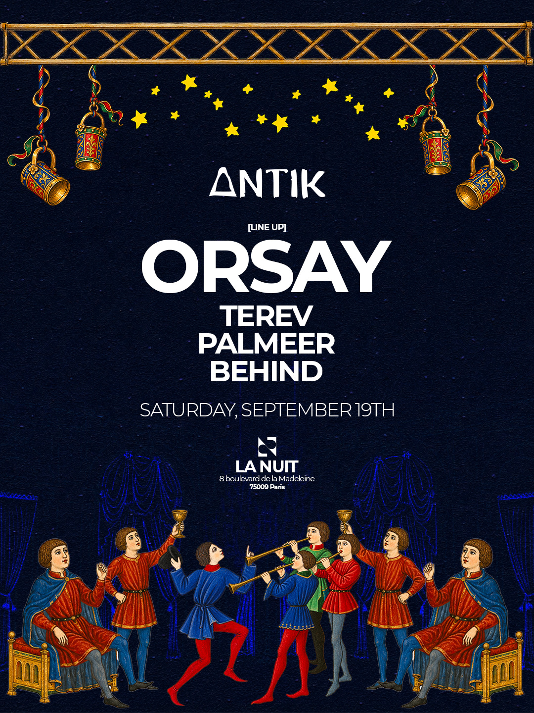 Antik — Orsay, Terev, Palmeer, Behind · La Nuit, Paris, 19 septembre